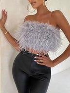 Bandeau-Top Mit Federn