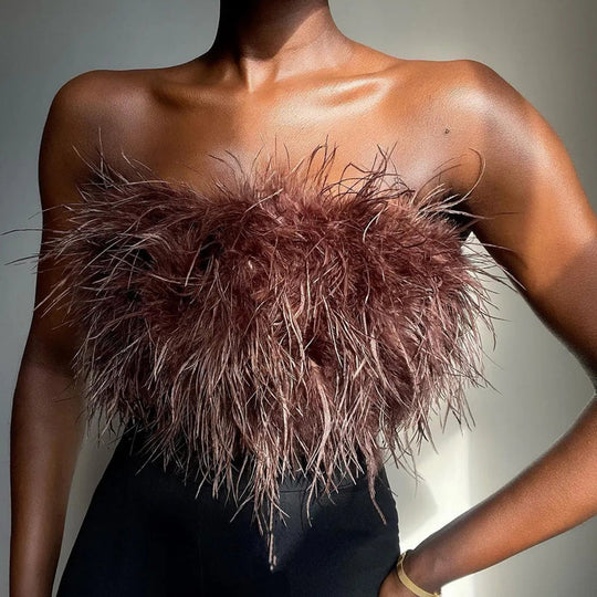 Bandeau-Top Mit Federn