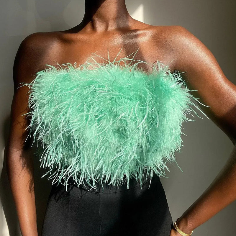 Bandeau-Top Mit Federn