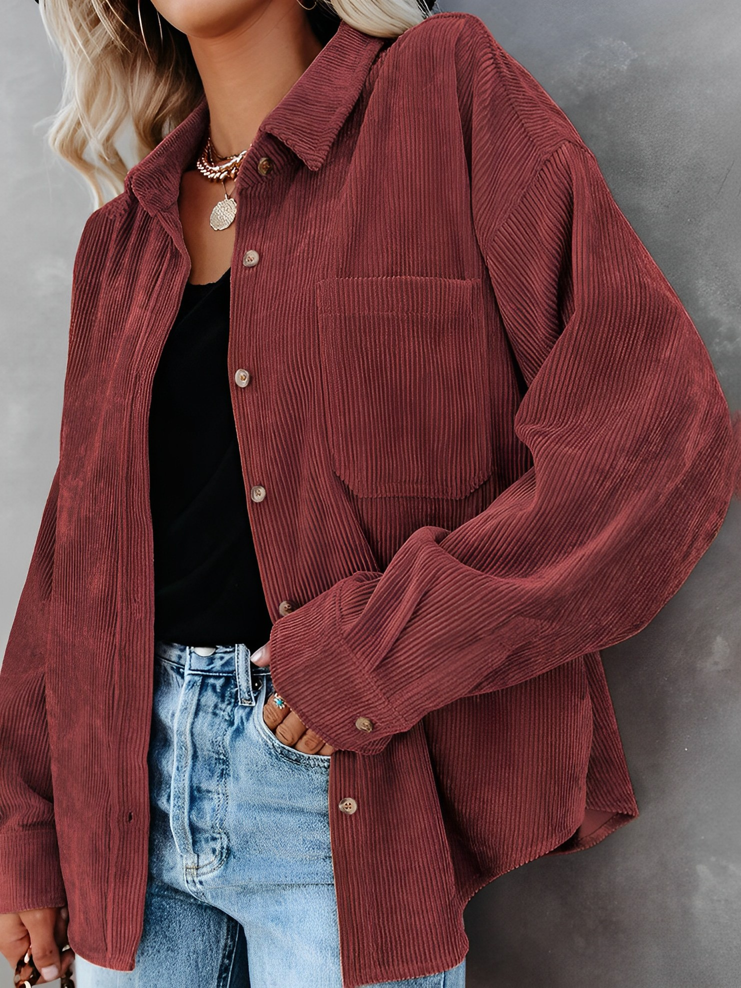 Heidi-Mode | Kord Knopf-Jacke