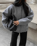 R&B | Übergroßer Fleece Bomber mit Druckknopf Verschluss