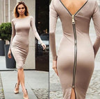 R&B | Reißverschluss Rücken Enganliegend Langarm Kleid