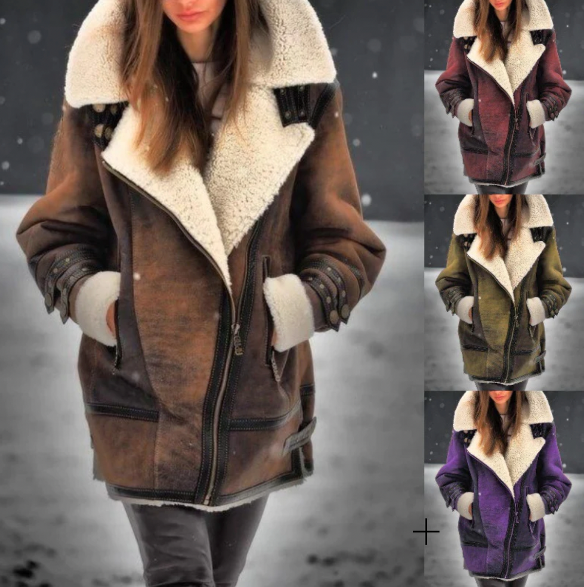R&B | Gepolsterte Jacke Aus Kunstleder mit Warmer Plüschfutter