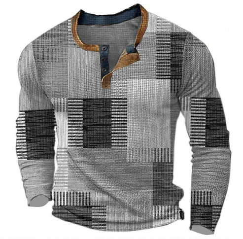 R&B | Patchwork Strickpullover - Moderner Henley-Stil für Herbst & Winter