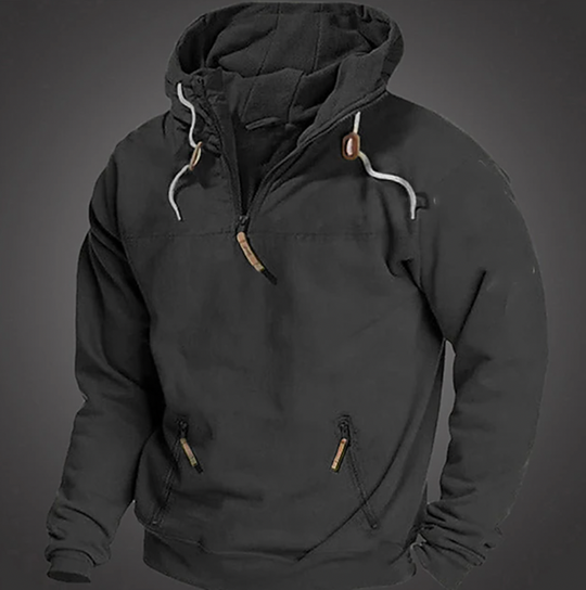R&B | Herren Hoodie - Halbzipper vorne mit Kordelzugkapuze