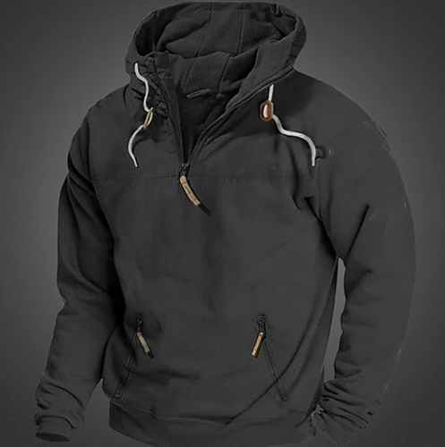 R&B | Herren Hoodie - Halbzipper vorne mit Kordelzugkapuze