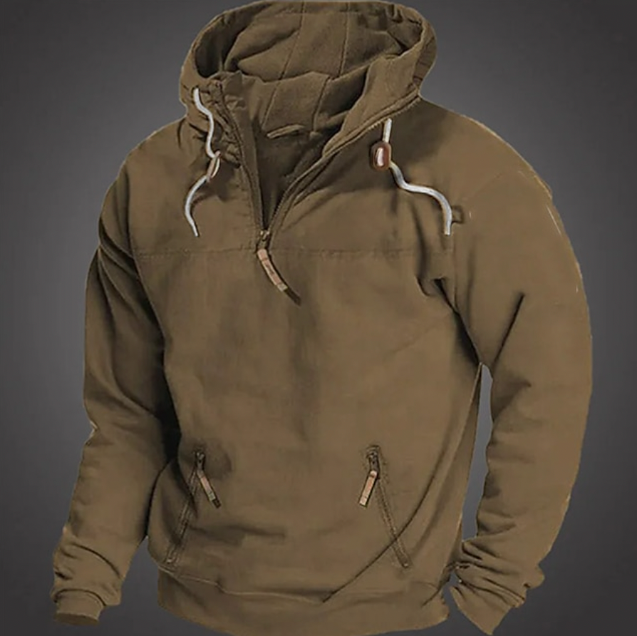 R&B | Herren Hoodie - Halbzipper vorne mit Kordelzugkapuze