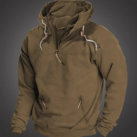 R&B | Herren Hoodie - Halbzipper vorne mit Kordelzugkapuze
