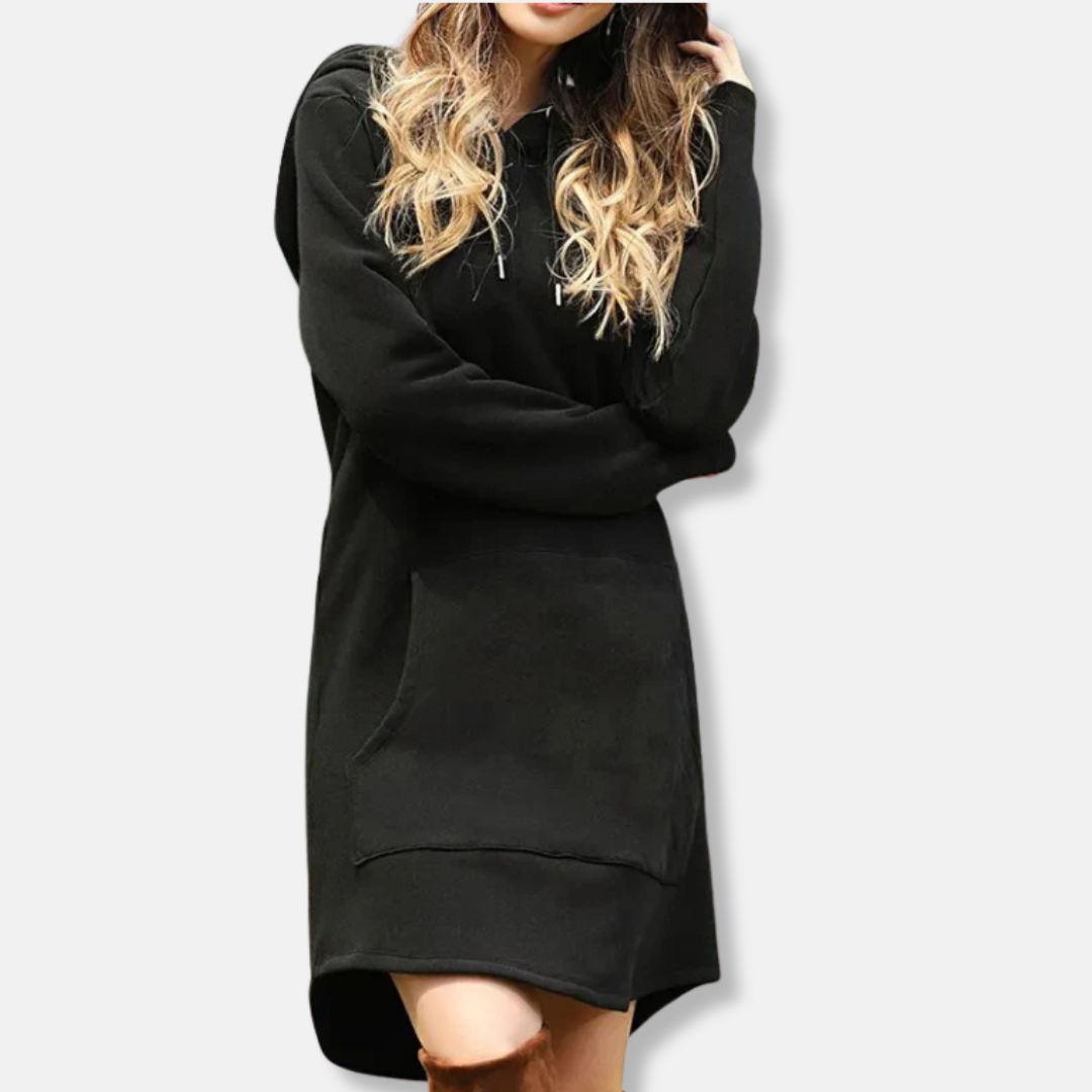 R&B | Kapuzenpullover Kleid Lässige Passform Weicher Baumwollmix Lange Ärmel
