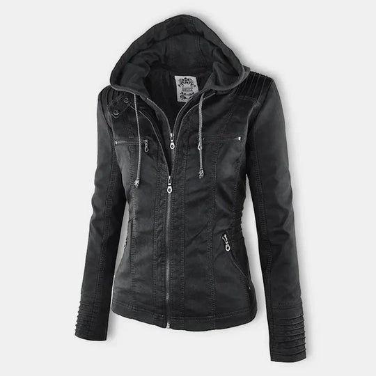 R&B | Elegantes Motorradjacke mit Kapuze Aus Hochwertigem Leder