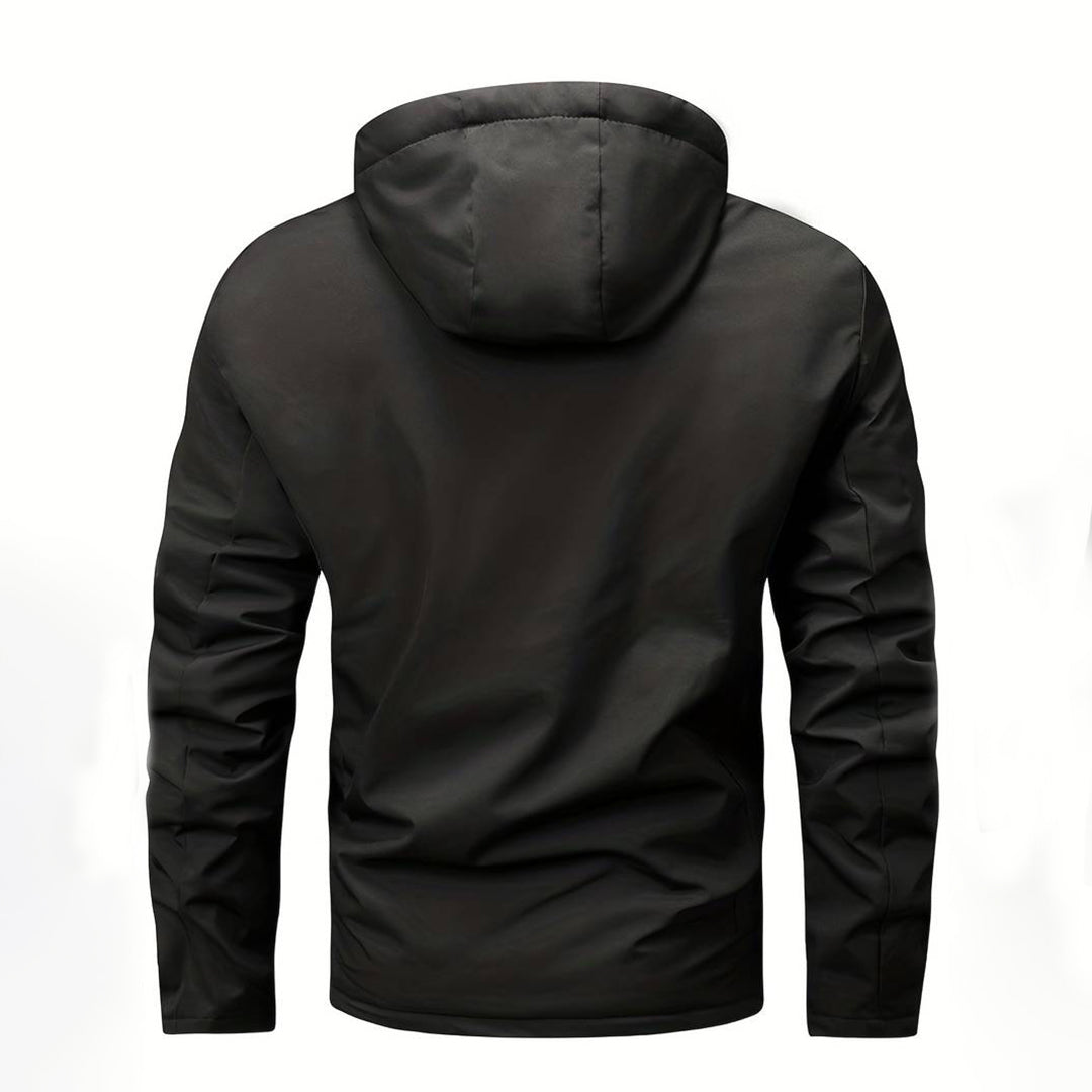 R&B | Herren Bequemer Schwarzer Windbreaker - Warmfutter Detail