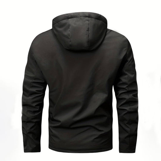 R&B | Herren Bequemer Schwarzer Windbreaker - Warmfutter Detail