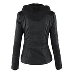 R&B | Wasserdichte Damen Lederjacke Mit Abnehmbarem Kapuzen