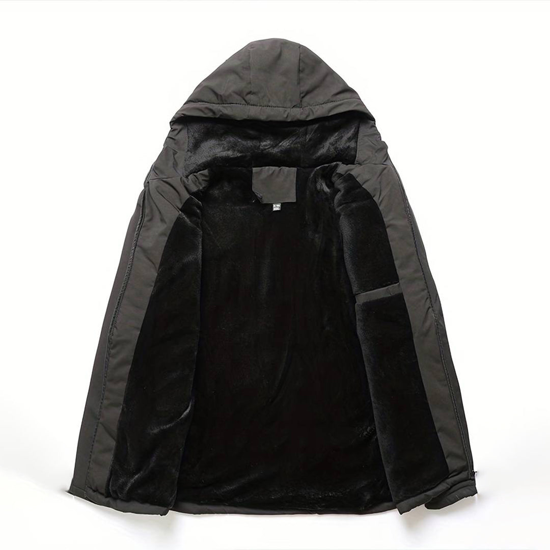 R&B | Herren Bequemer Schwarzer Windbreaker - Warmfutter Detail