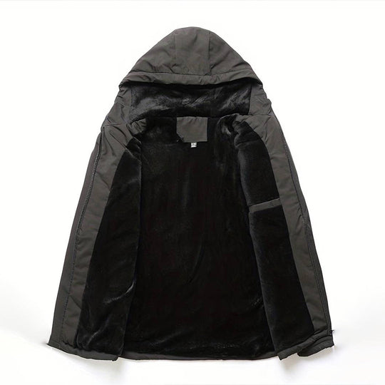 R&B | Herren Bequemer Schwarzer Windbreaker - Warmfutter Detail