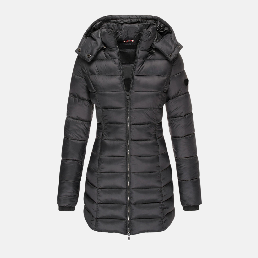 R&B | Pufferjacke Slim Fit Oberschenkel Länge mit Kapuze