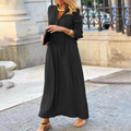 Elegante lange Sommerkleid mit mittellangen Ärmeln und einem V-Ausschnitt