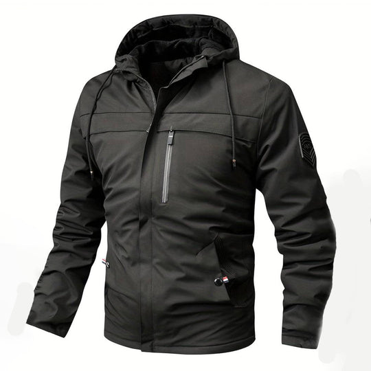 R&B | Herren Bequemer Schwarzer Windbreaker - Warmfutter Detail