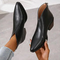 Damen Leder Stiefeletten mit Spitzer Spitze & Plateauabsatz - R&B