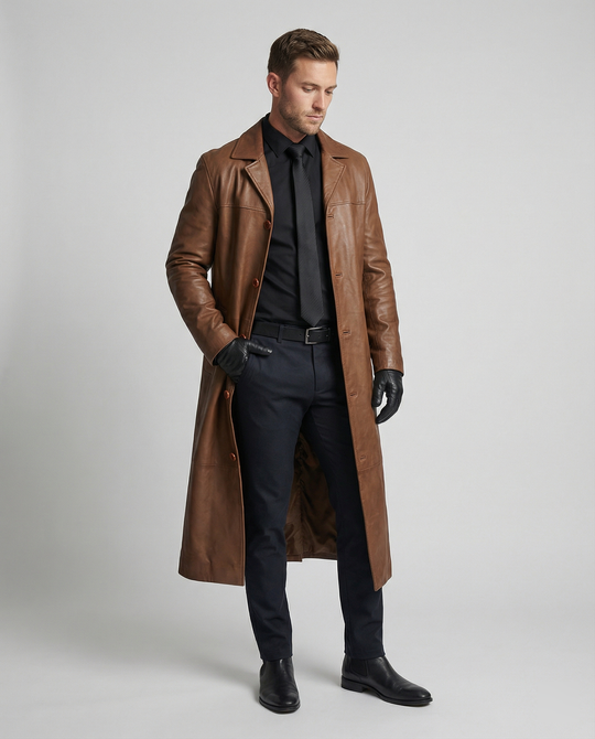 Herren Kunstleder Wintermantel mit Warmem Futter & Winddicht | R&B