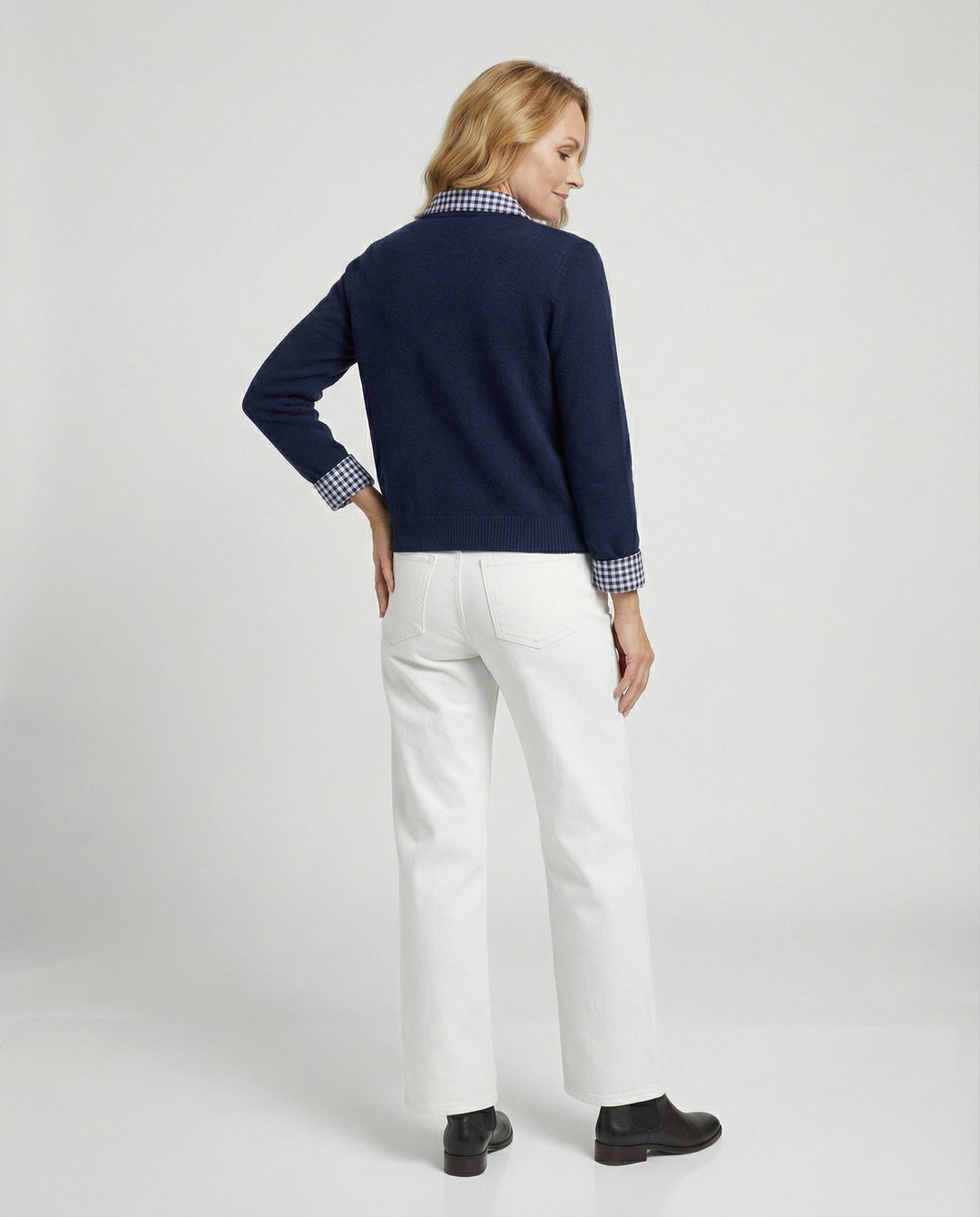 Blauer Damen Strickpullover im Lagenlook Koreanischer Stil Herbst Oberteil