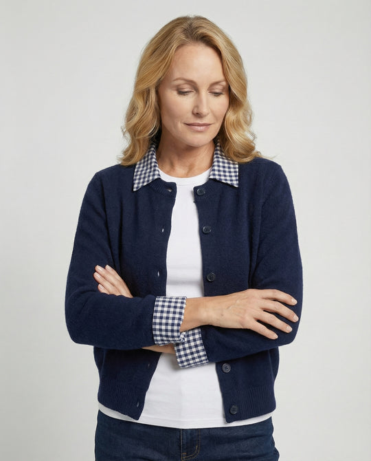 Blauer Damen Strickpullover im Lagenlook Koreanischer Stil Herbst Oberteil