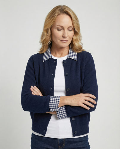 Blauer Damen Strickpullover im Lagenlook Koreanischer Stil Herbst Oberteil