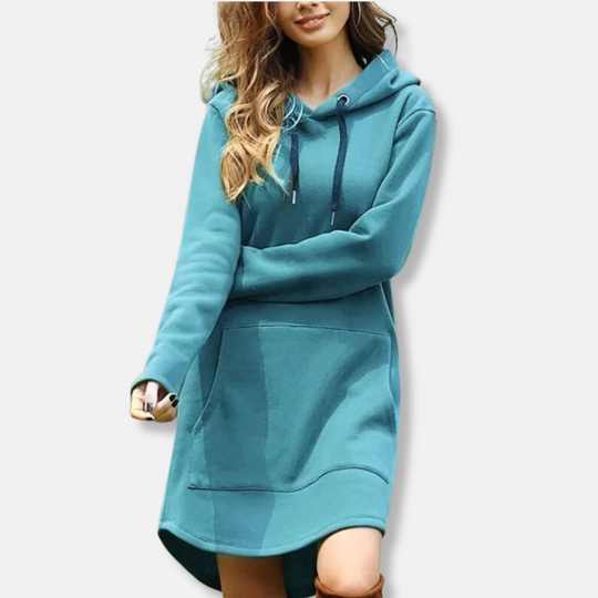 R&B | Kapuzenpullover Kleid Lässige Passform Weicher Baumwollmix Lange Ärmel