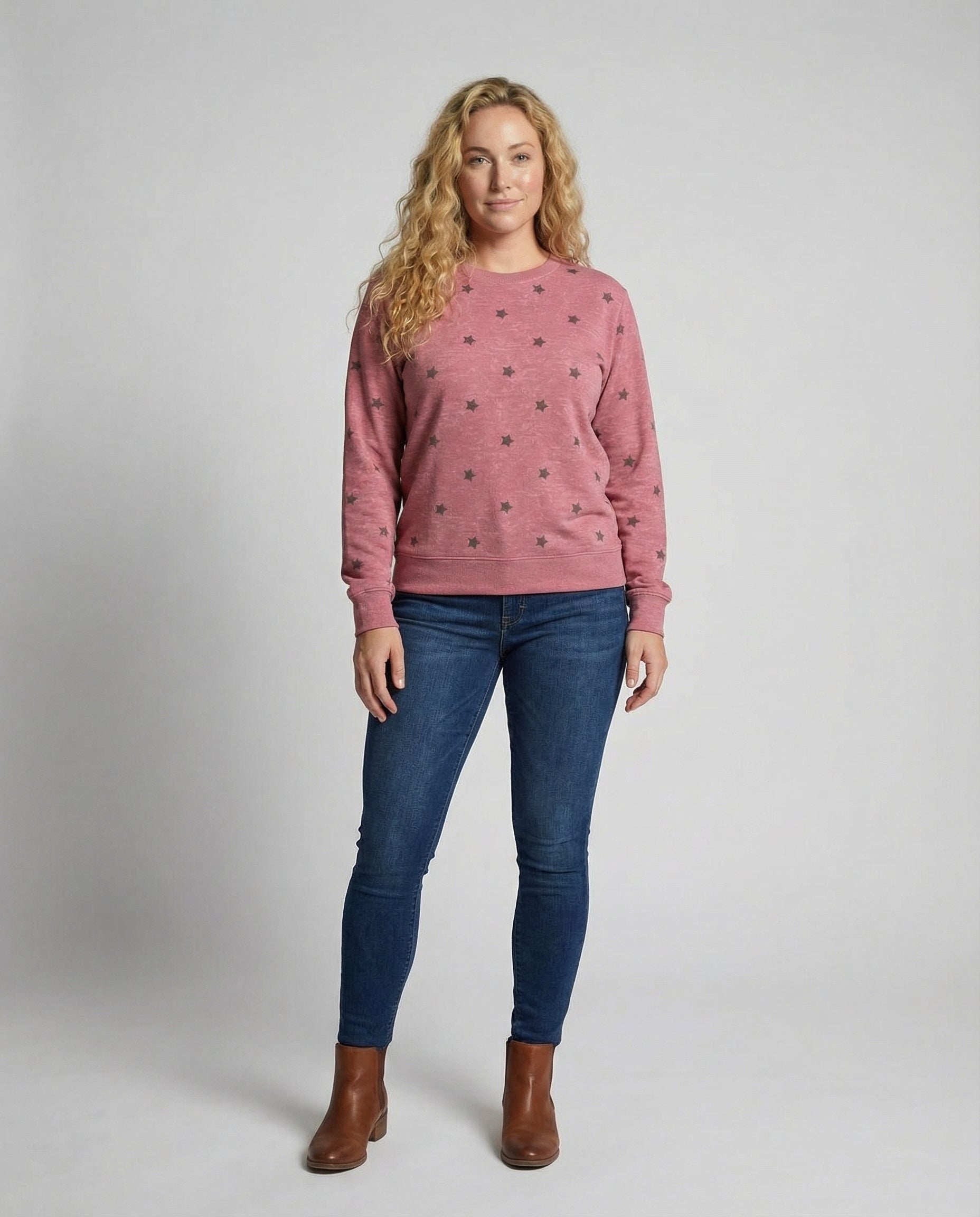 R&B | Lässiges Sweatshirt mit Sternmuster Langärmeliges Design Weich und Bequem