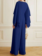 EB - Jumpsuit in Unifarbe mit weitem Bein