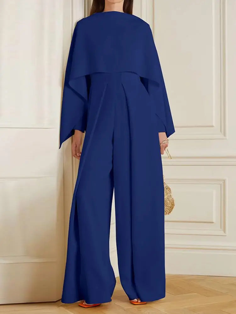 R&B - Jumpsuit in Unifarbe mit weitem Bein