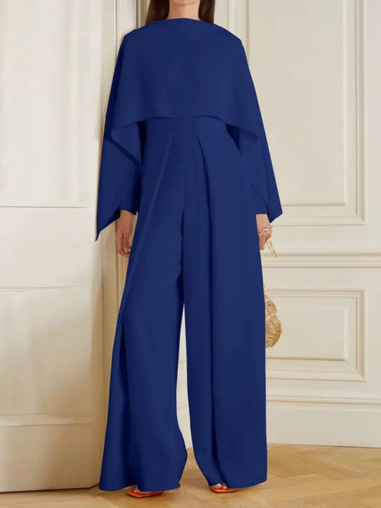 R&B - Jumpsuit in Unifarbe mit weitem Bein