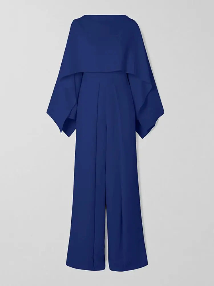 EB - Jumpsuit in Unifarbe mit weitem Bein
