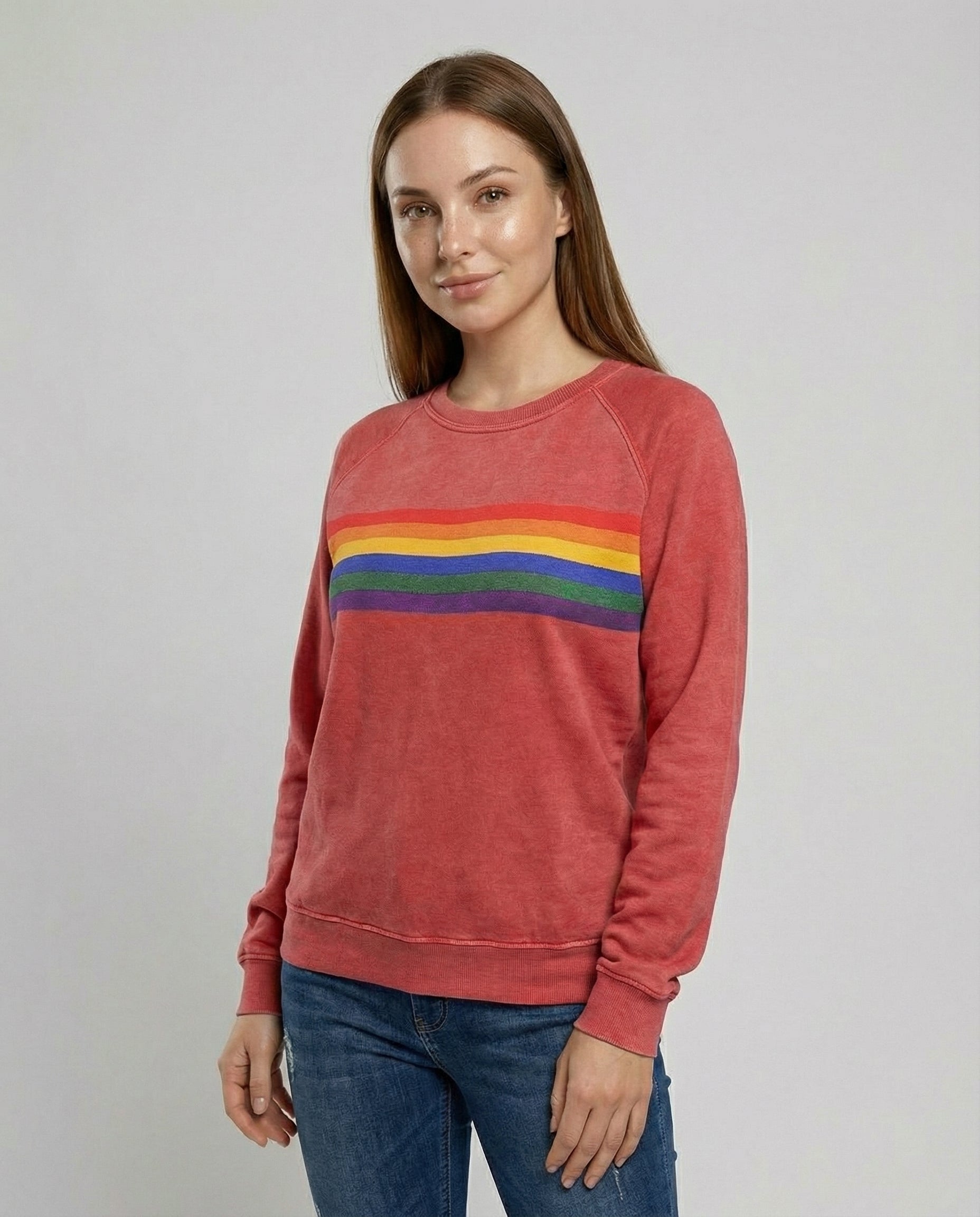 Weicher Regenbogen Pullover Damen | R&B