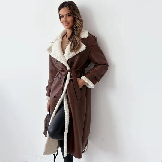 R&B | Damen Winter Warmer langer Mantel Button-Down