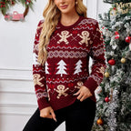 R&B | Weihnachts Pullover für Frauen Fake Weihnachts Pullover mit Rundhalsausschnitt