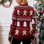 R&B | Weihnachts Pullover für Frauen Fake Weihnachts Pullover mit Rundhalsausschnitt