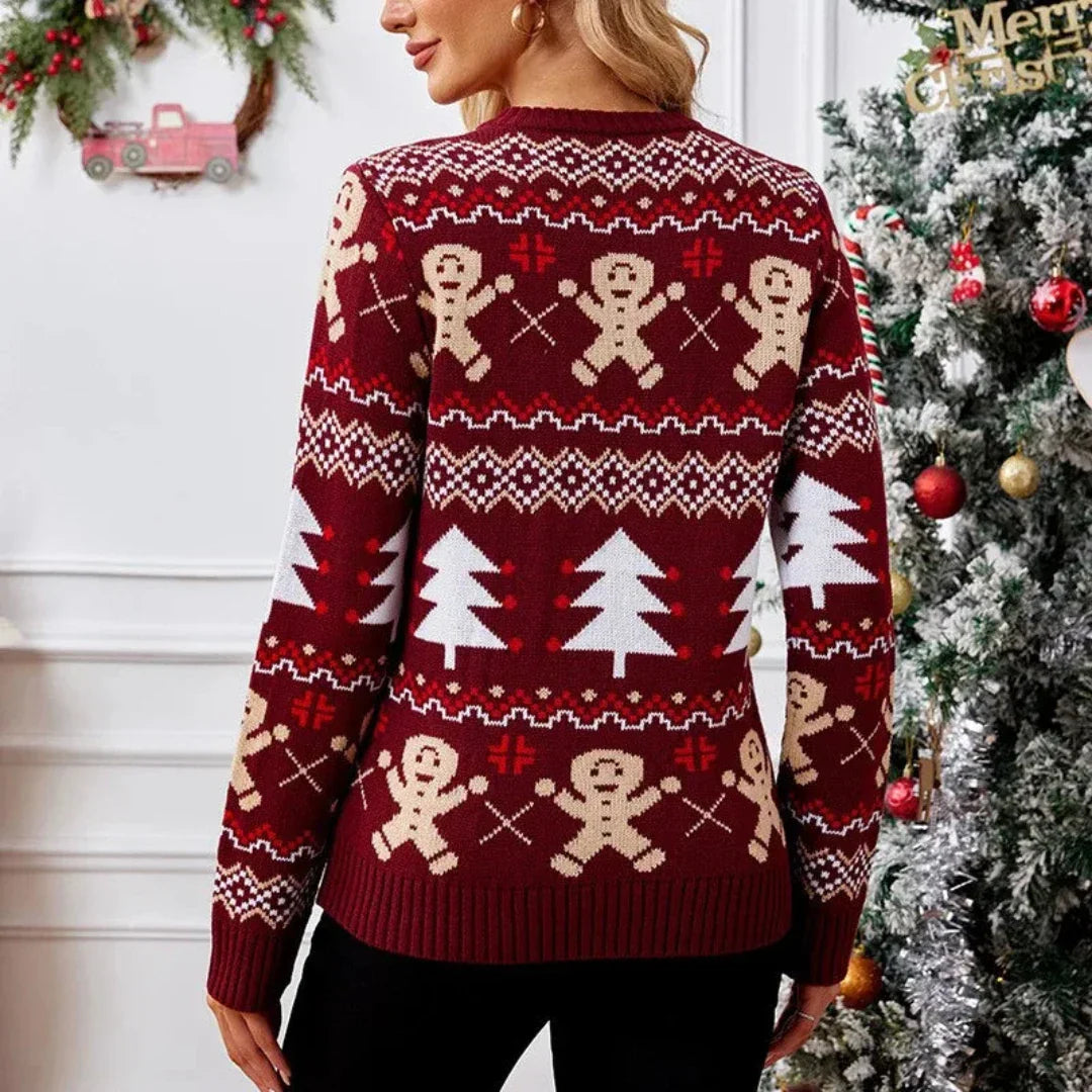 R&B | Weihnachts Pullover für Frauen Fake Weihnachts Pullover mit Rundhalsausschnitt