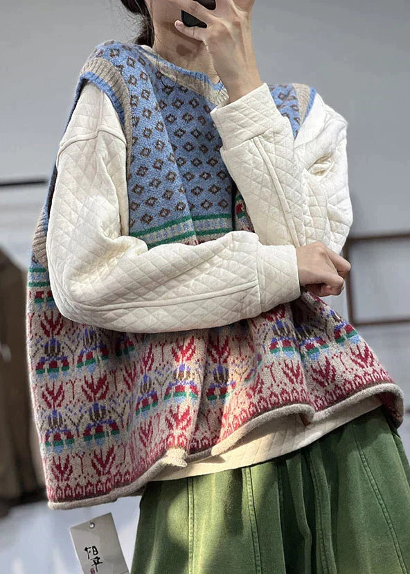 Damen Woll Strickjacke mit übergroßem Druck & Gemütlichem Design | R&B