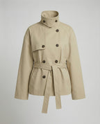 Kurzjacke Zweireihig Retro Oversize Trenchcoat-Stil American Vintage