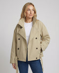Kurzjacke Zweireihig Retro Oversize Trenchcoat-Stil American Vintage