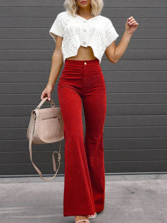 R&B | Schmeichelnde Damen Bootcut Hose mit Hohem Bund und Bequemer Passform