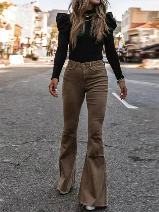 R&B | Schmeichelnde Damen Bootcut Hose mit Hohem Bund und Bequemer Passform