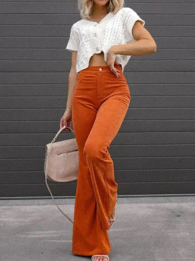 R&B | Schmeichelnde Damen Bootcut Hose mit Hohem Bund und Bequemer Passform