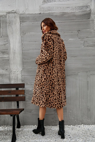 R&B | Damen Lange Imitatpelzjacke mit Leopardenmuster und luxuriöser Verarbeitung