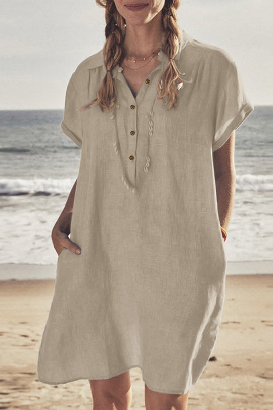 R&B | Knopf Unten Baumwoll Strandkleid