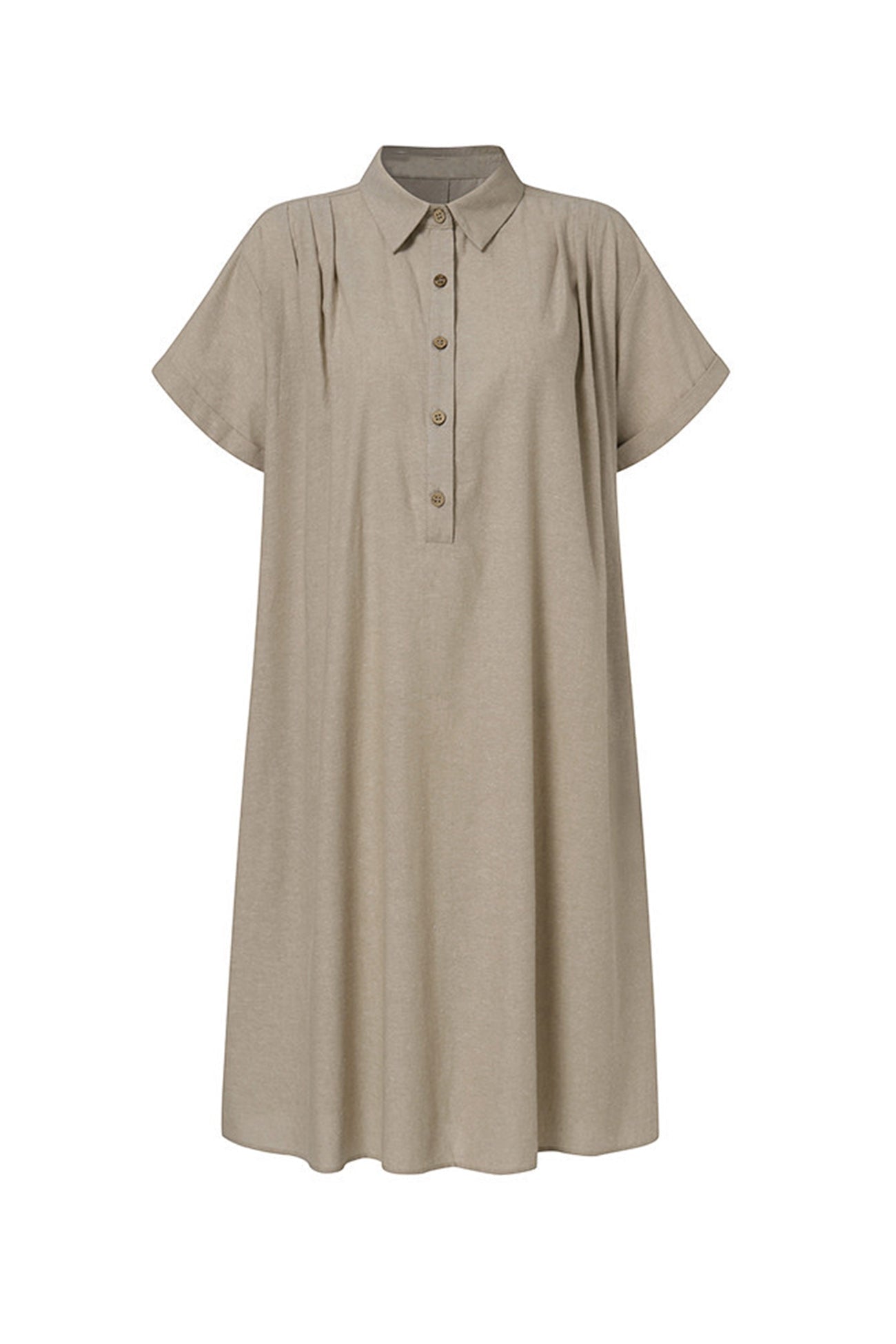R&B | Knopfverschluss Baumwoll-Leinen Strandkleid