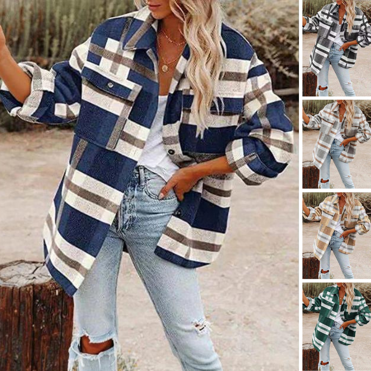 R&B | Klassische Karierte Jacke in Großen Größen für Damen