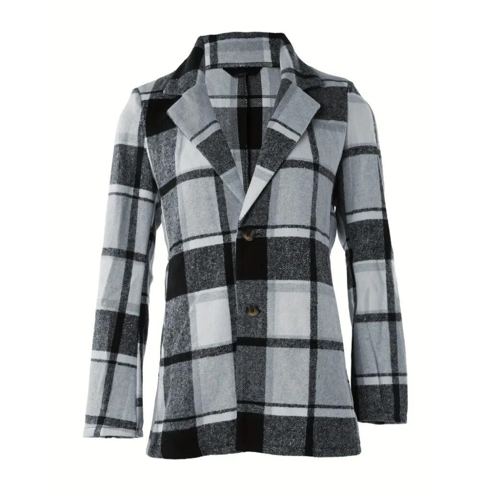 R&B | Kariertes Jacke mit Klassischem Kragen Polyester/wolle Stilvoll und Komfortabel