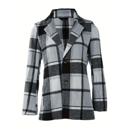 R&B | Kariertes Jacke mit Klassischem Kragen Polyester/wolle Stilvoll und Komfortabel
